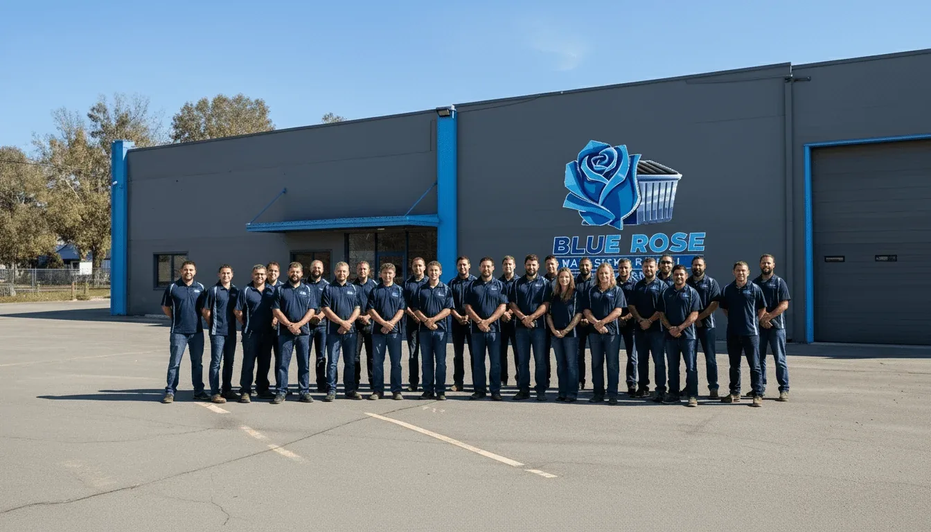 Blue Rose Dumpster Rental Portland crew outside the N Albina Ave yard