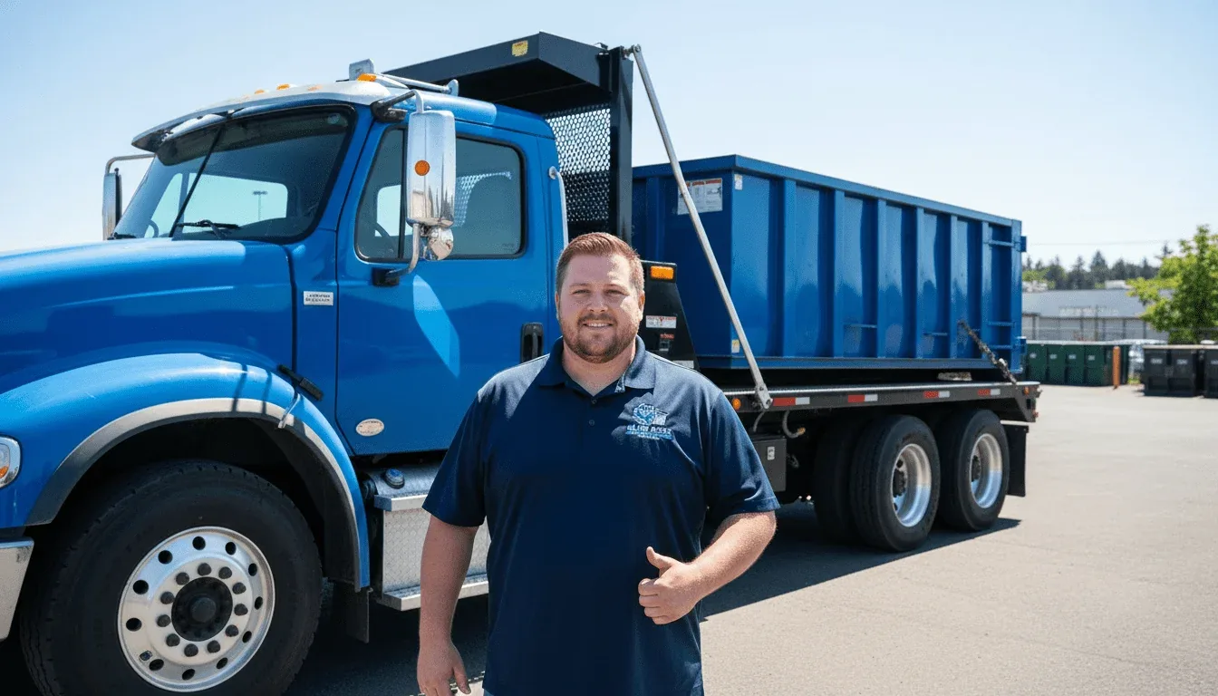 Blue Rose Dumpster Rental Portland driver with a delivery truck